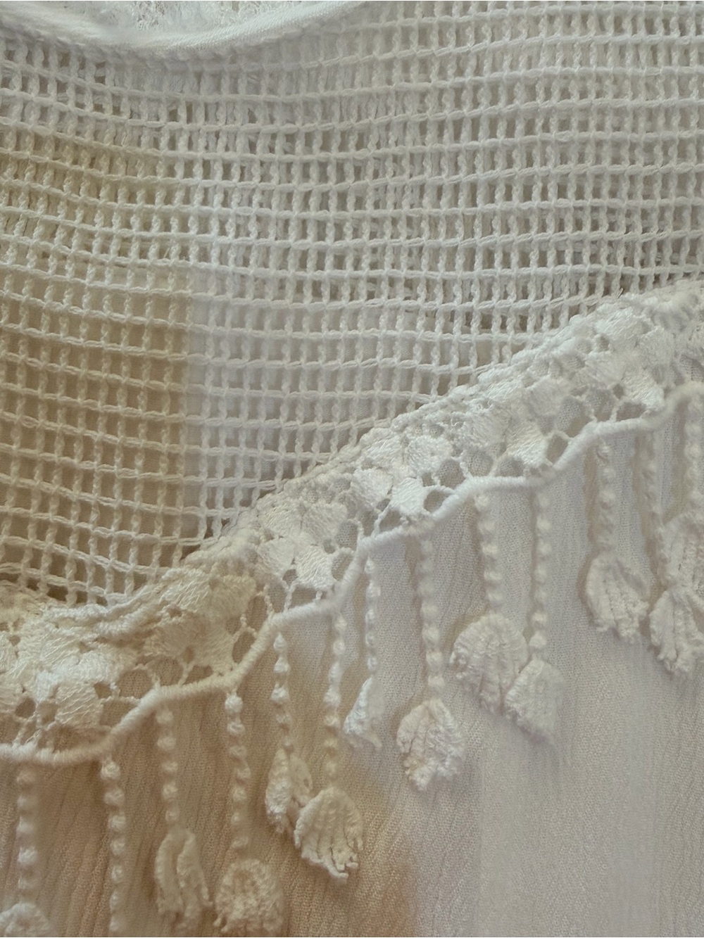 NEW Democracy Tassel and Lace Detail Lined Midi Dress in White Womenβs Size S - Picture 11 of 15